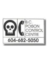 BC Poison control centre phone sticker 604-682-5050