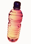 Unlabelled drinking or water bottle used to store chemicals 