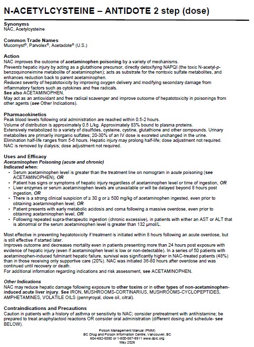 PMM NAC 2 Dose Monograph